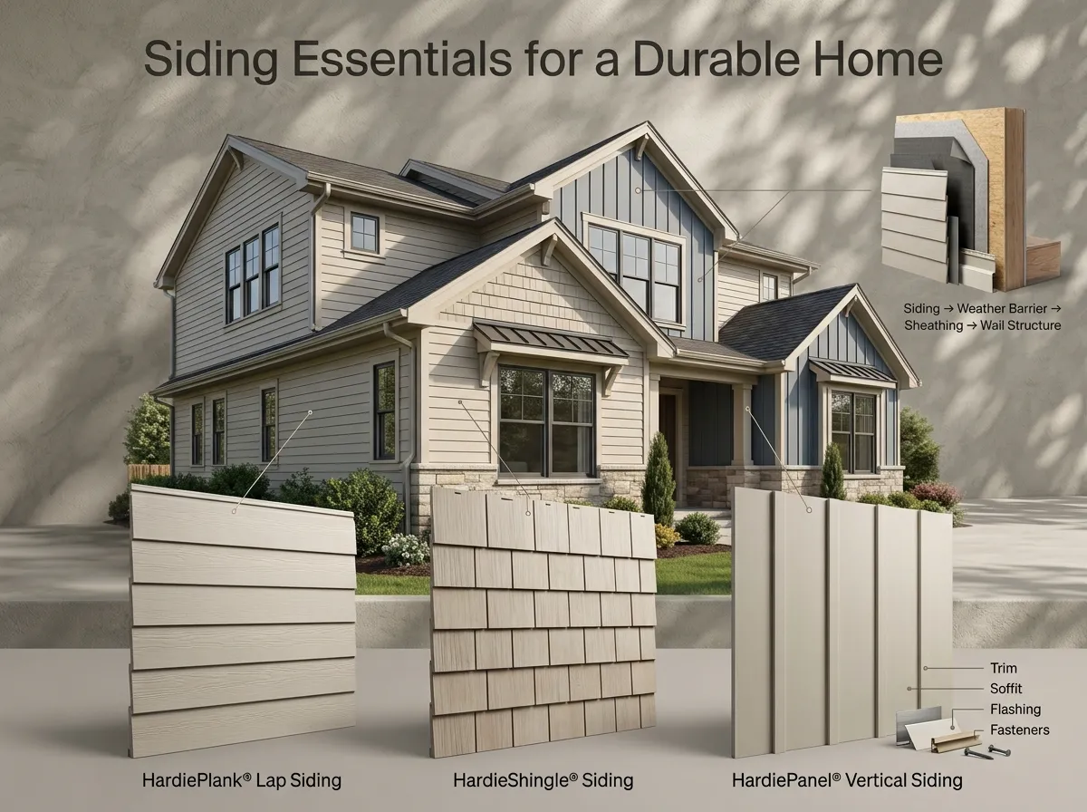 Professional James Hardie siding installation on a home exterior
