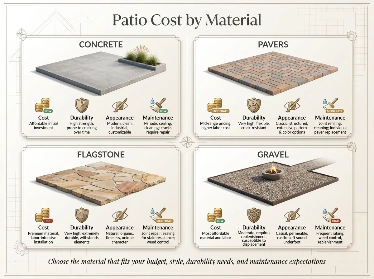 Patio materials and cost comparison