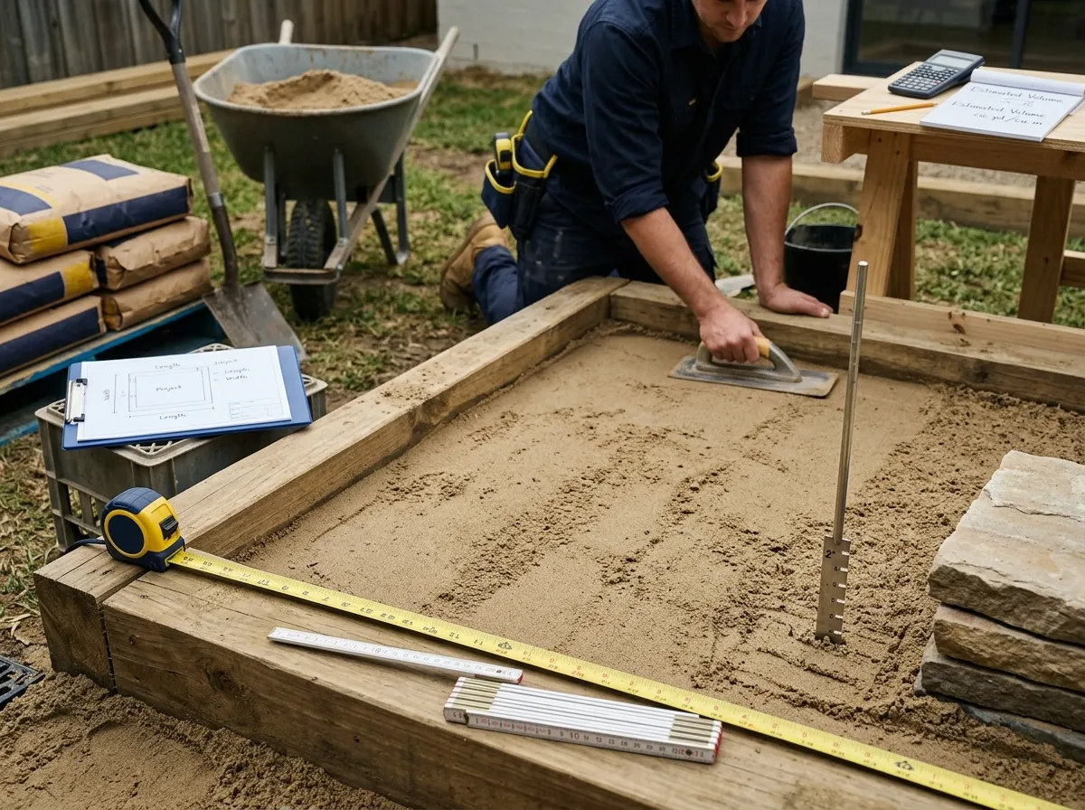 Measuring a project area before estimating the required sand quantity