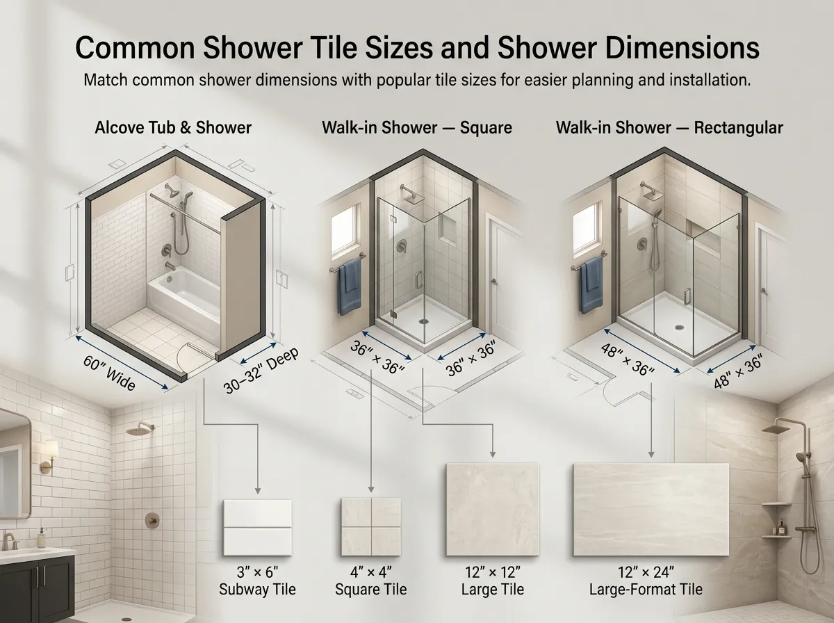 Common Shower Tile Sizes and Shower Dimensions