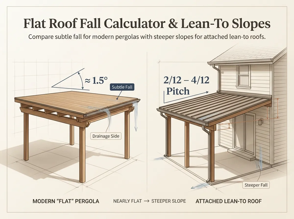 Flat Roof Fall Calculator and Lean To Roofs