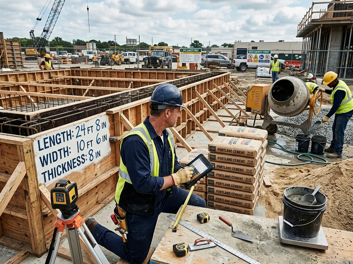 How to Calculate the Amount of Cement Required - step-by-step cement estimating diagram